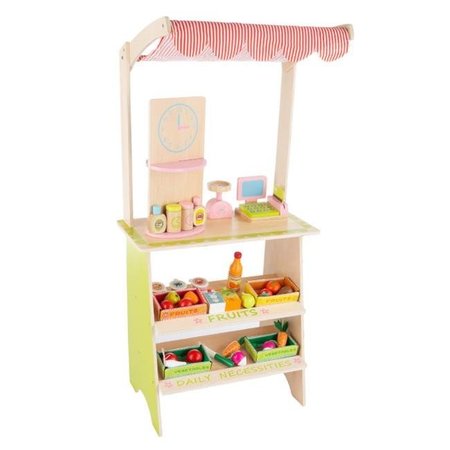 HEY PLAY Hey Play 80-TK0038 Kids Fresh Market Selling Stand Wooden Grocery Store Playset 80-TK0038